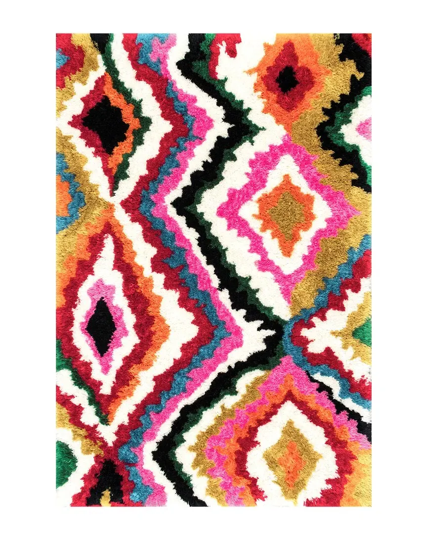 Handmade Carnival Abbey Shaggy Rug - Multi-Color, Polyester