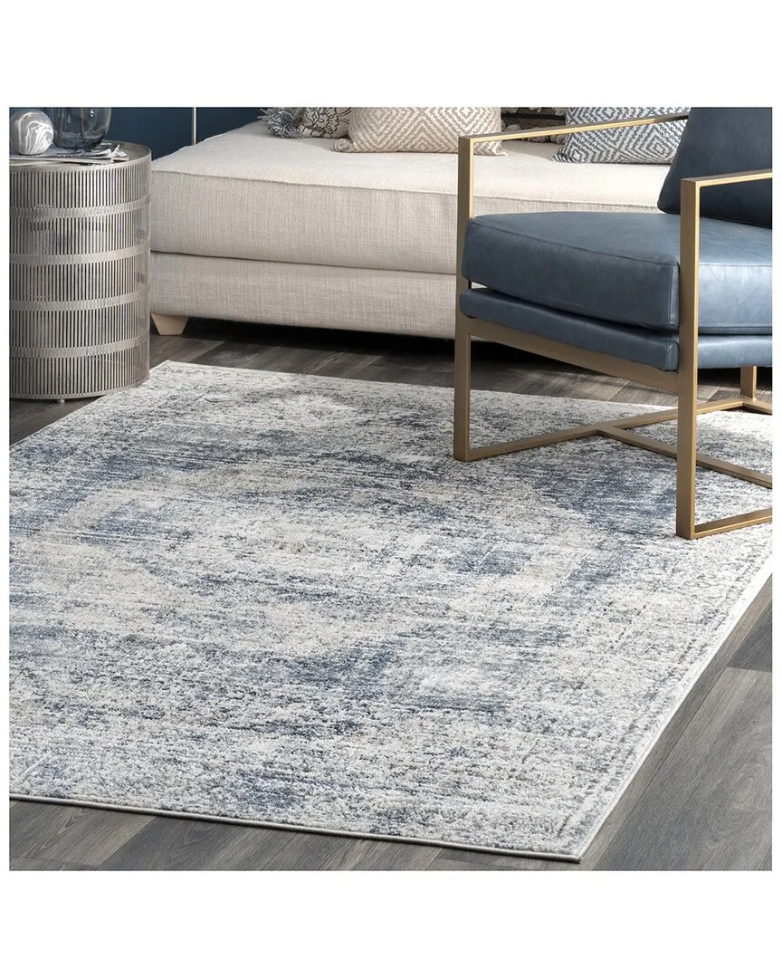 Jayla Barbed Iris Medallion Rug - Blue, Polypropylene image