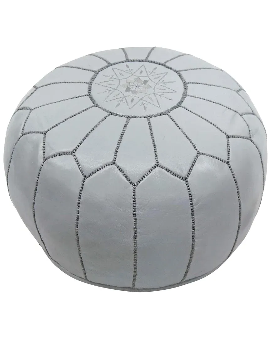 Jerrie Moroccan Leather Ottoman - Dark Grey image