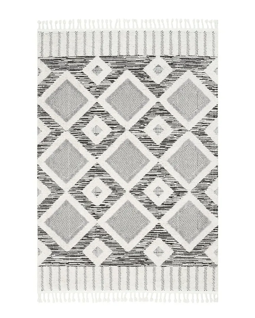Journey Shaggy Checkered Tiles Tassel Rug - Gray image