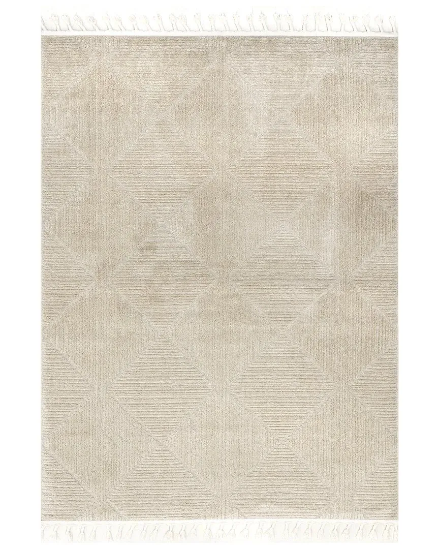 Kerry Textured Geometric Tasseled Area Rug - Beige image