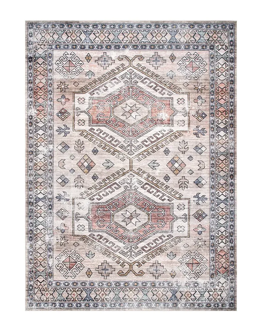 Mae Tribal Washable Rug - Peach, Polyester image