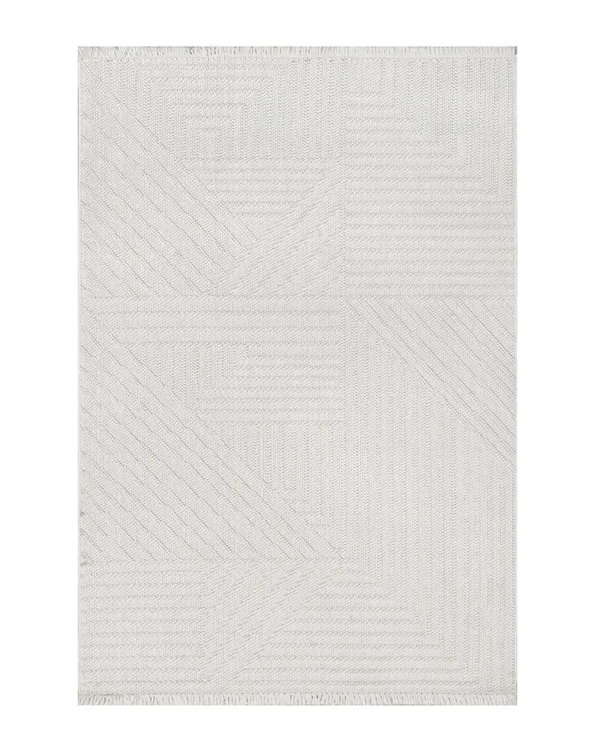 Makena Geometric High-Low Polyester Rug - Off White