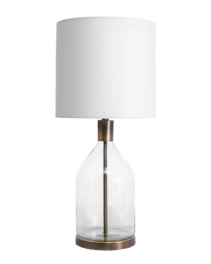 Mila Glass Table Lamp with Linen Shade - Gold image