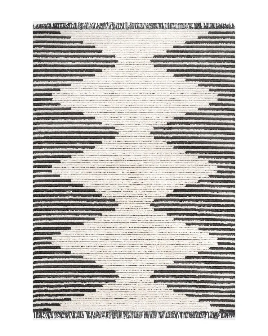 Morgan Diamond Soft Shag Fringe Rug - Multi, Polyester