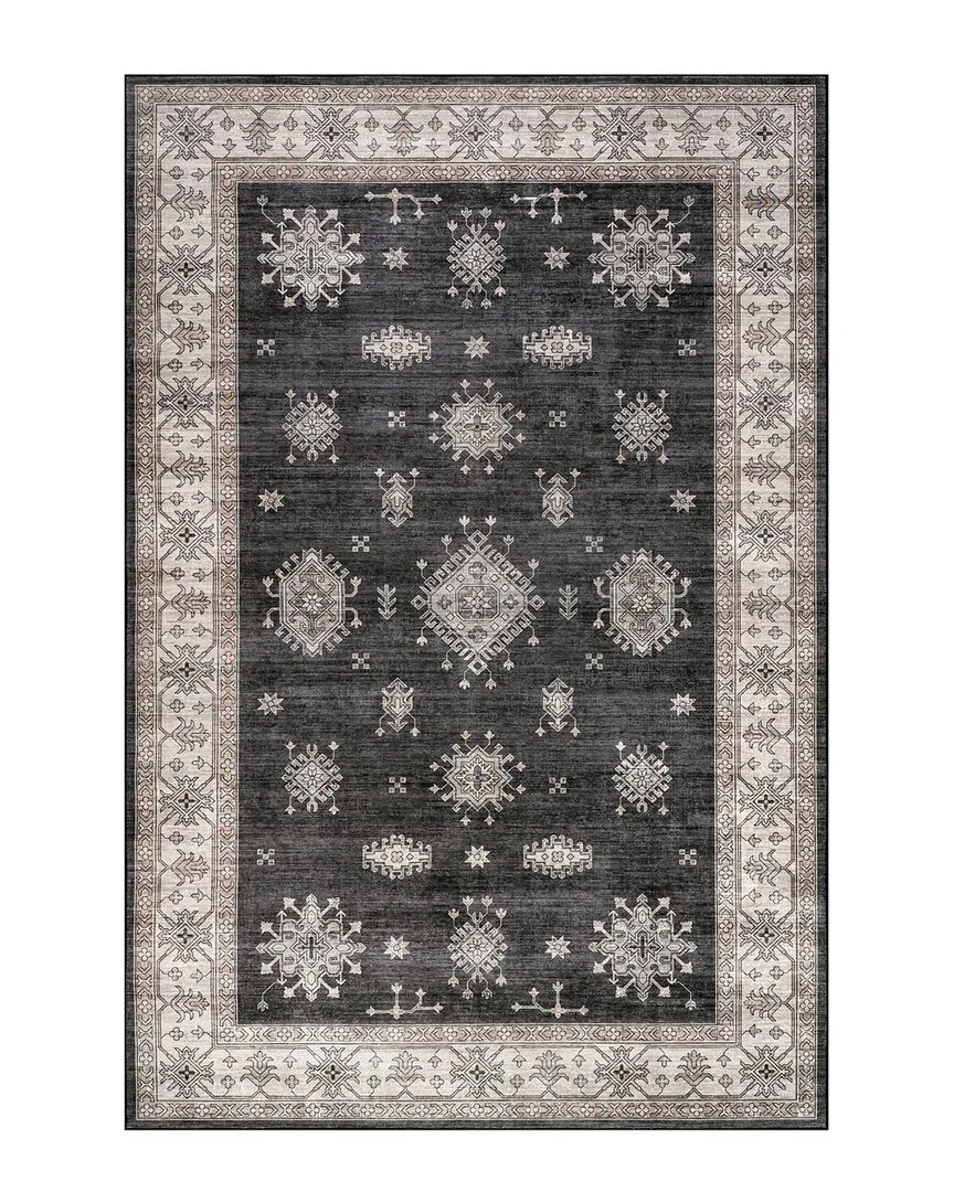 Moxie SplashGuard Bordered Machine Washable Rug - Charcoal