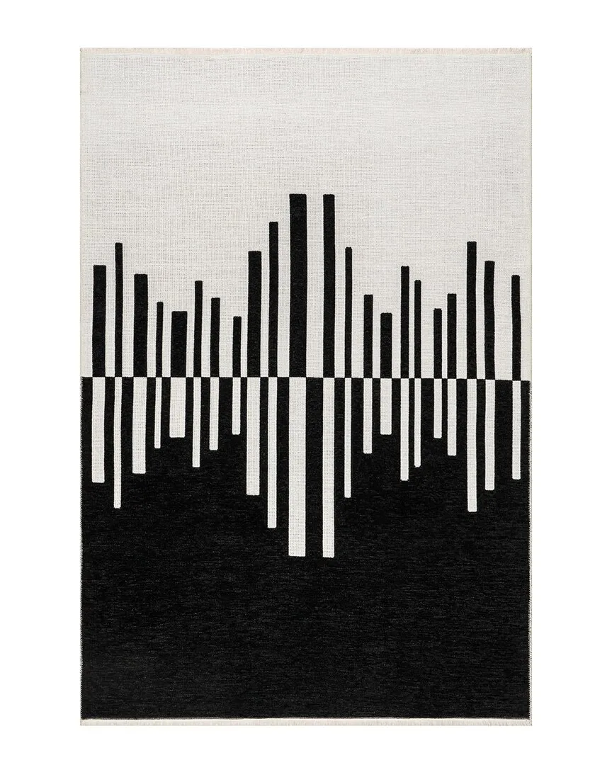 Olea SuperiorWash Abstract Machine Washable Rug - Black