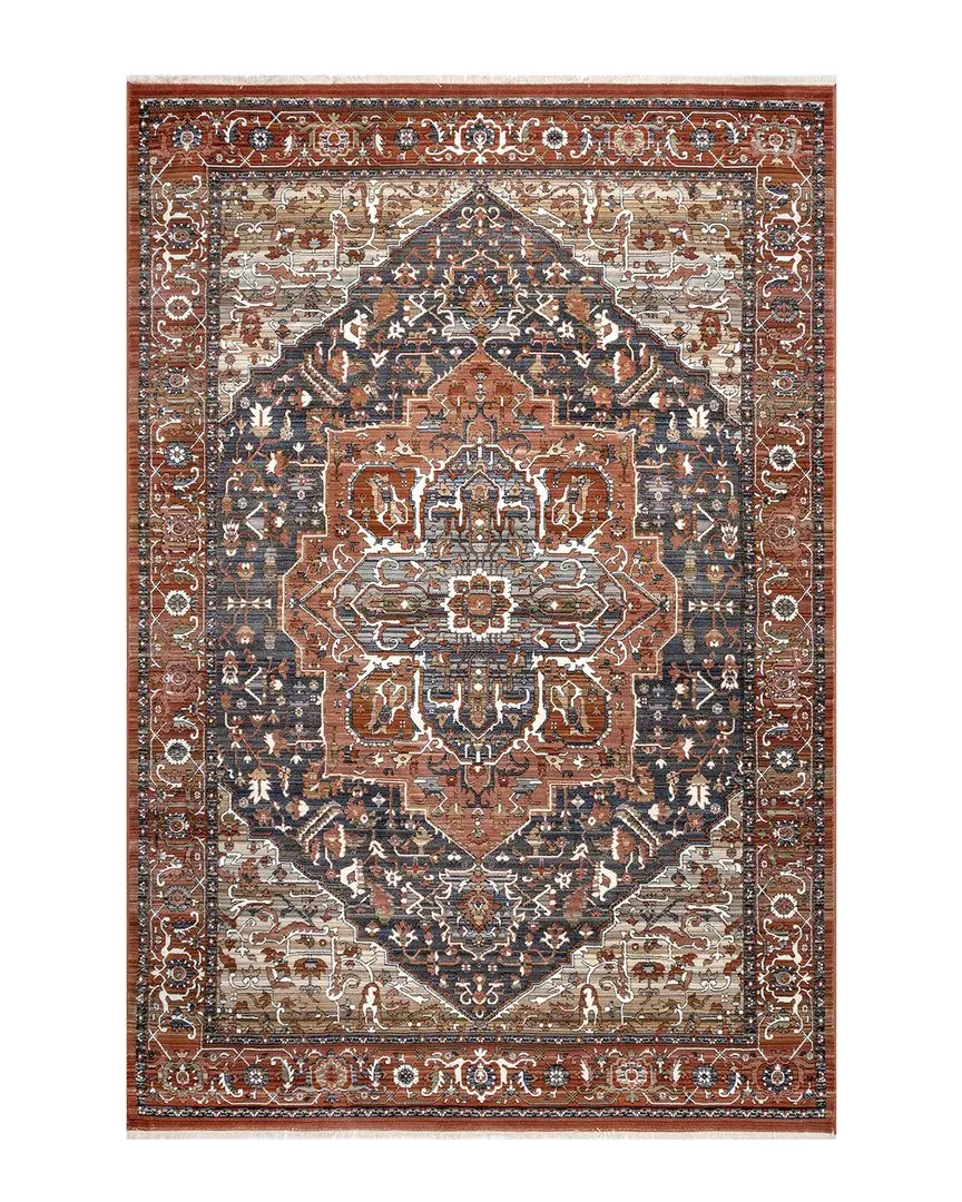 Oliveira Floral Medallion Fringe Rug - Red, Polypropylene image
