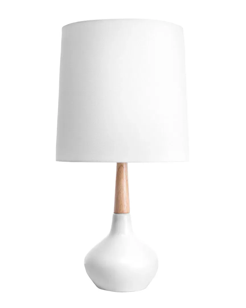 Pamela Ogee Table Lamp with Linen Shade - White, Ceramic image