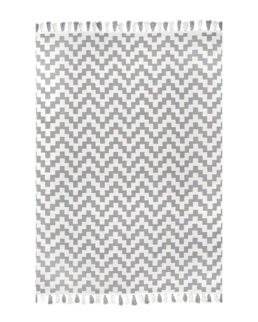 Priya Chevron Cotton Tassel Rug - Multi image
