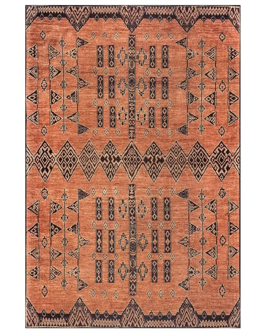 Quincy Cotton-Blend Area Rug - Rust