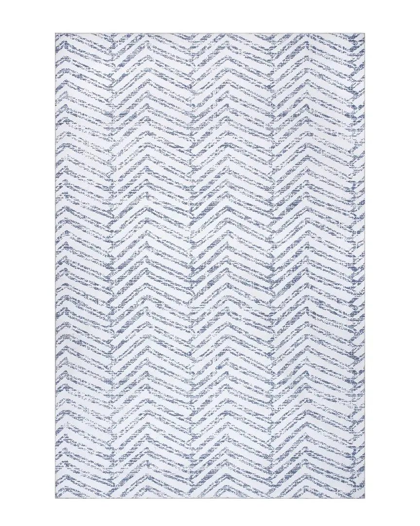 Rosanne Geometric Washable Rug - Blue, Polyester image