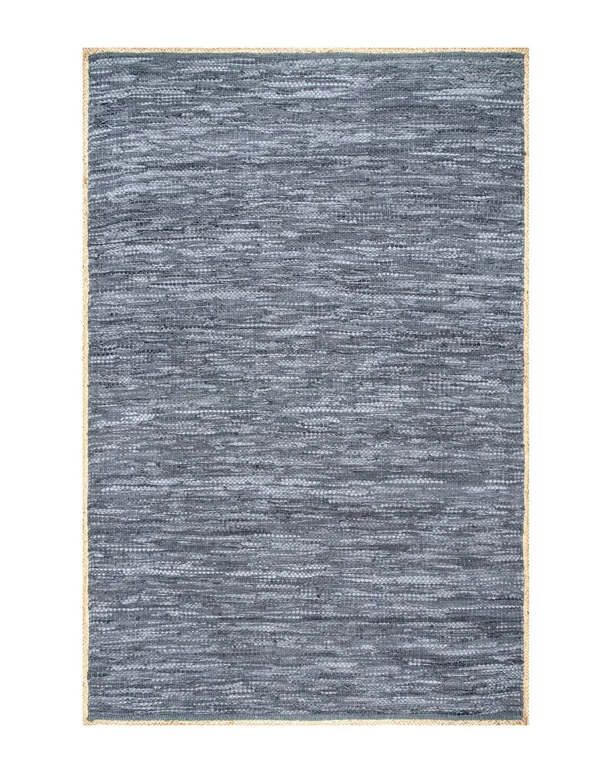 Sabby Hand Woven Leather Flatweave Rug - Blue, Leather image