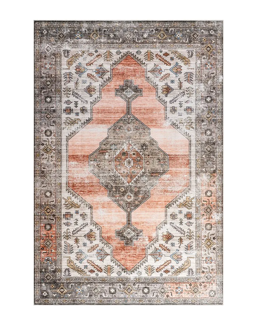 Sia SplashGuard Southwestern Machine Washable Rug - Peach