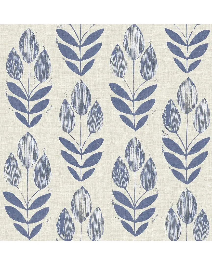Folk Tulip Peel & Stick Wallpaper - Blue, Vinyl image