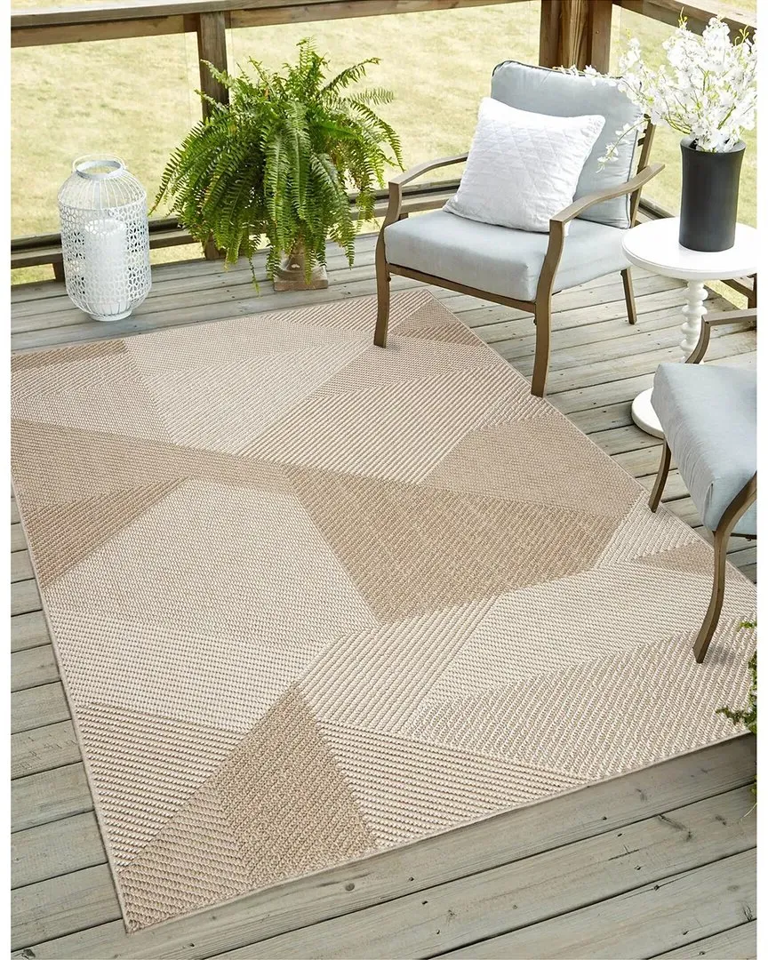 Flatweave Resort Rug with Abstract Pattern - Beige, Polypropylene