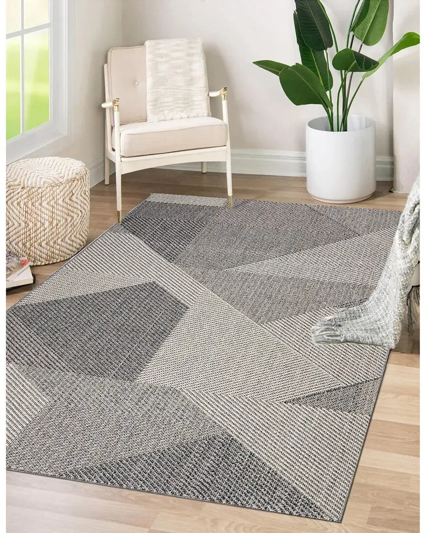 Flatweave Resort Rug with Abstract Pattern - Grey, Polypropylene