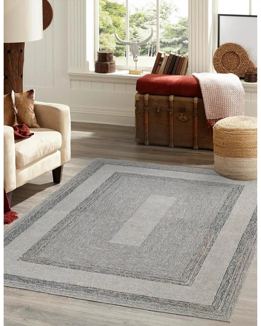 Hand Loomed Jaipur Geometric Area Rug - Grey, Wool