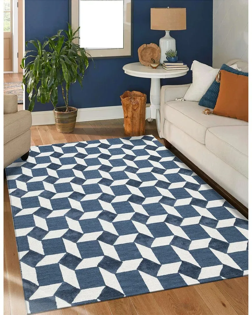 Table Tufted Retro Wool Rug - Blue