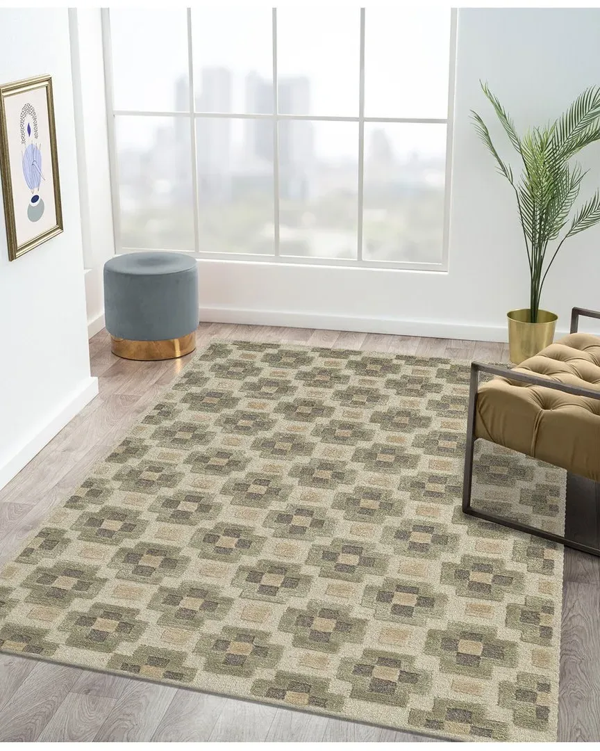 Table Tufted Retro Wool Rug - Green