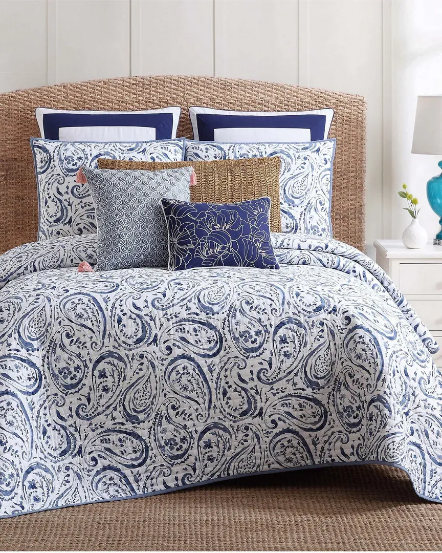 Indienne Paisley Quilt Set - Navy and White, Cotton image
