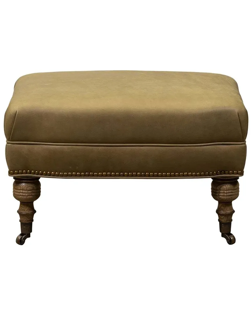 Corrine Ottoman with Casters - Kudos Seagrass, Leather image