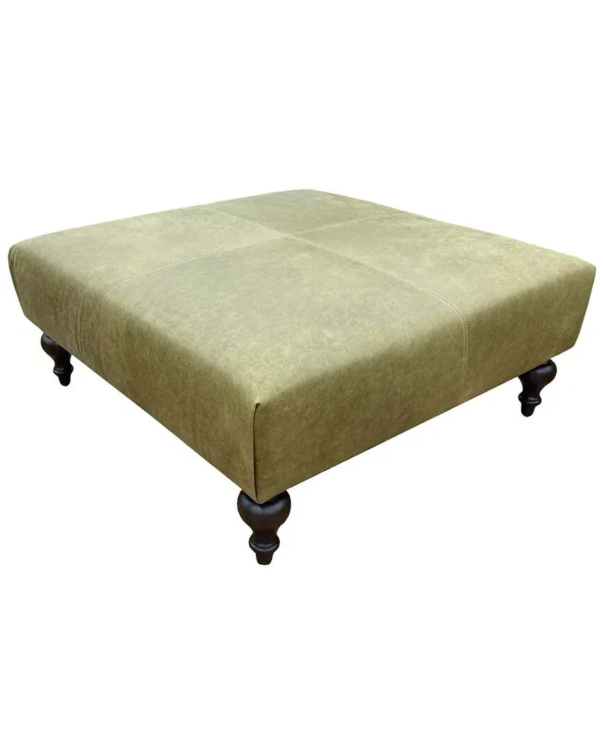 Marcoux Square Ottoman - Seagrass, Leather