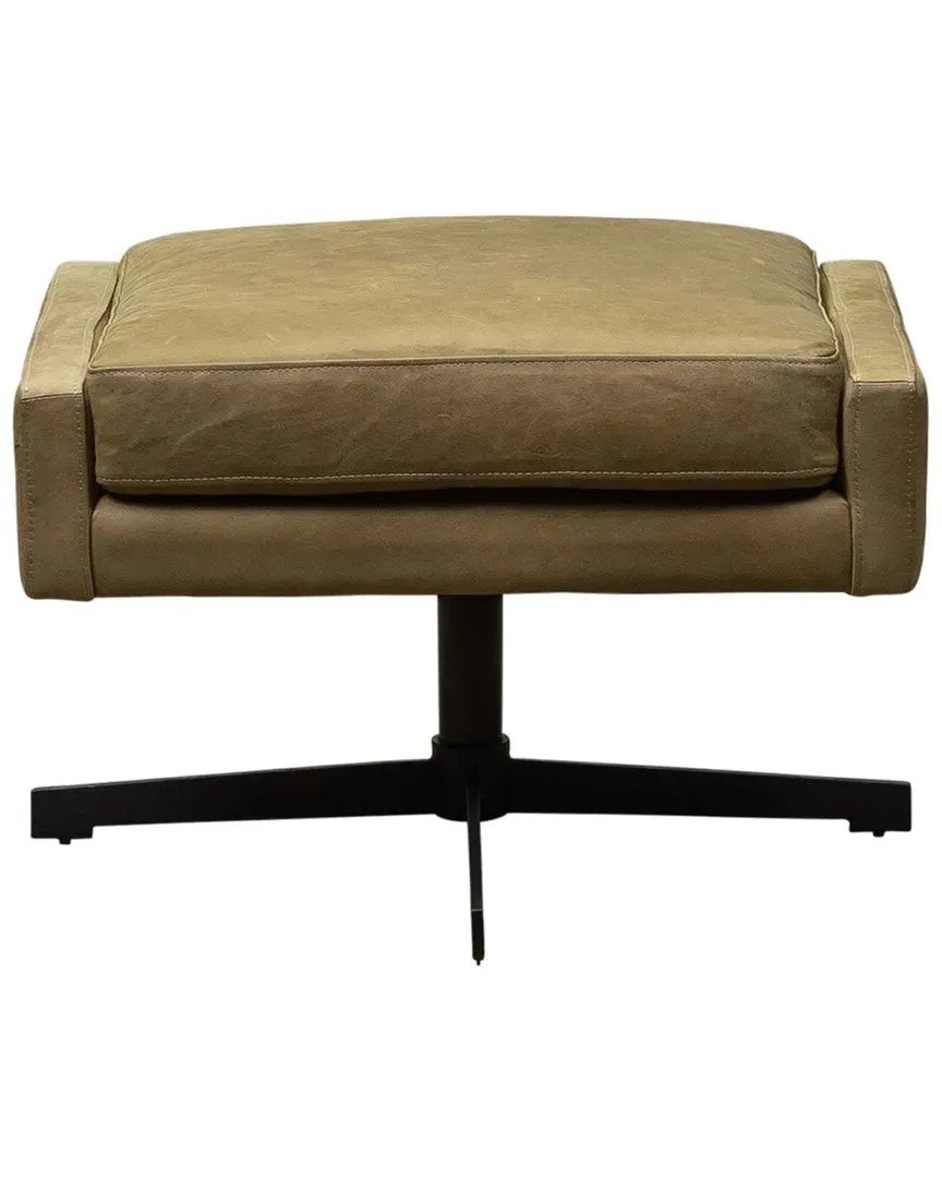 Spencer Swivel Ottoman - Kudos Seagrass, Leather