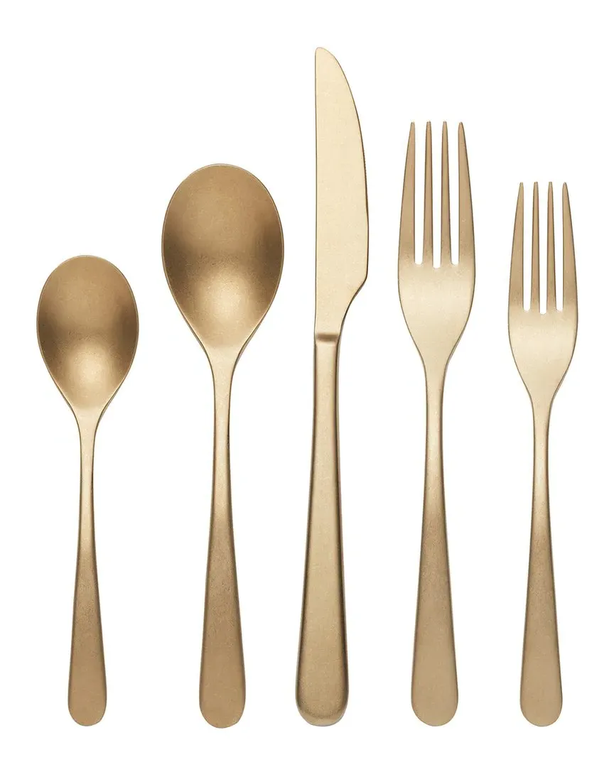 Kenbrook Tumbled 20pc Flatware Set - Gold, Stainless Steel