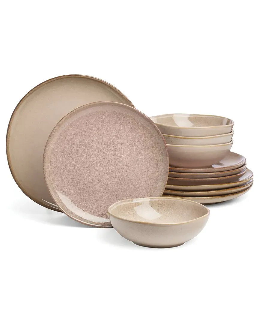 Organic Shades 12-Piece Dinnerware Set - Clay, Stoneware