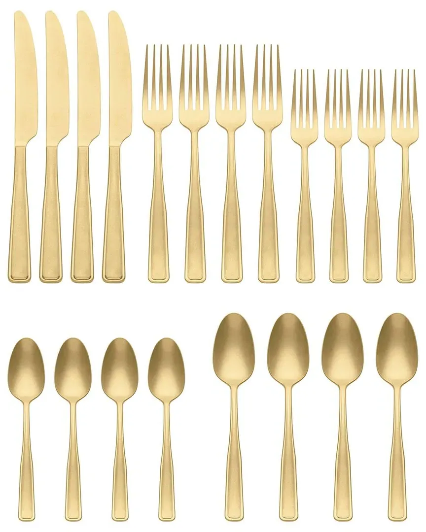 Reid 20 Piece Flatware Set - Champagne, Stainless Steel