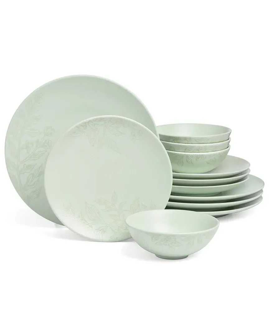 Roseto 12-Piece Dinnerware Set - Soft Sage, Stoneware