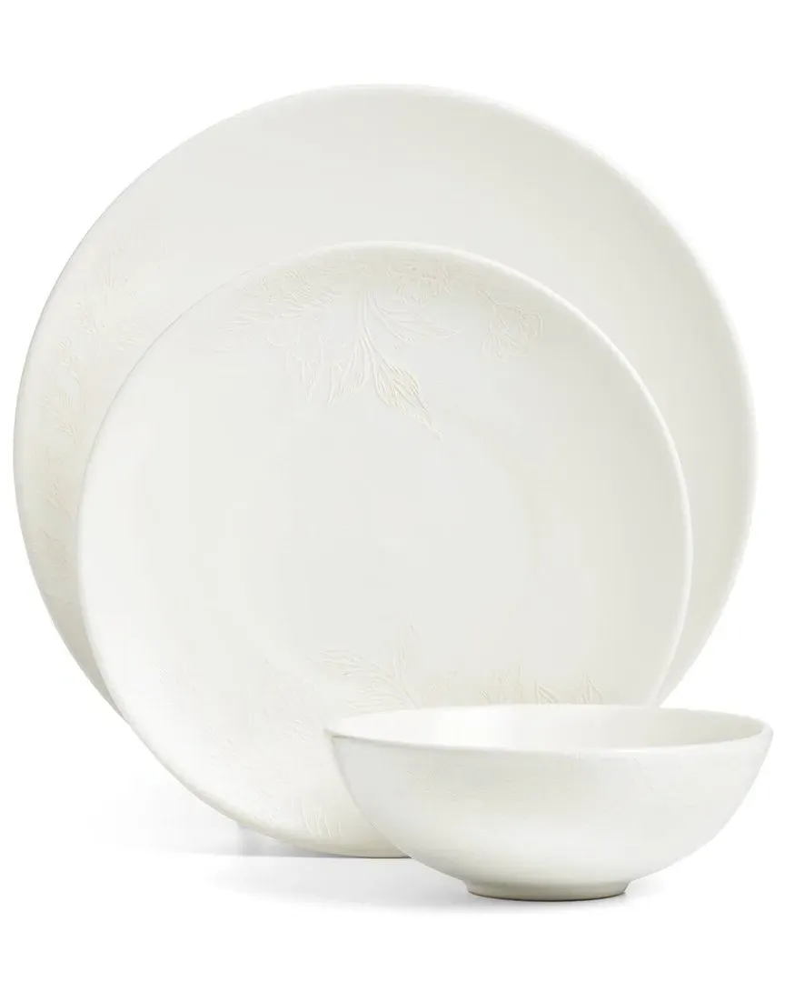 Roseto 12-Piece Dinnerware Set - White, Stoneware