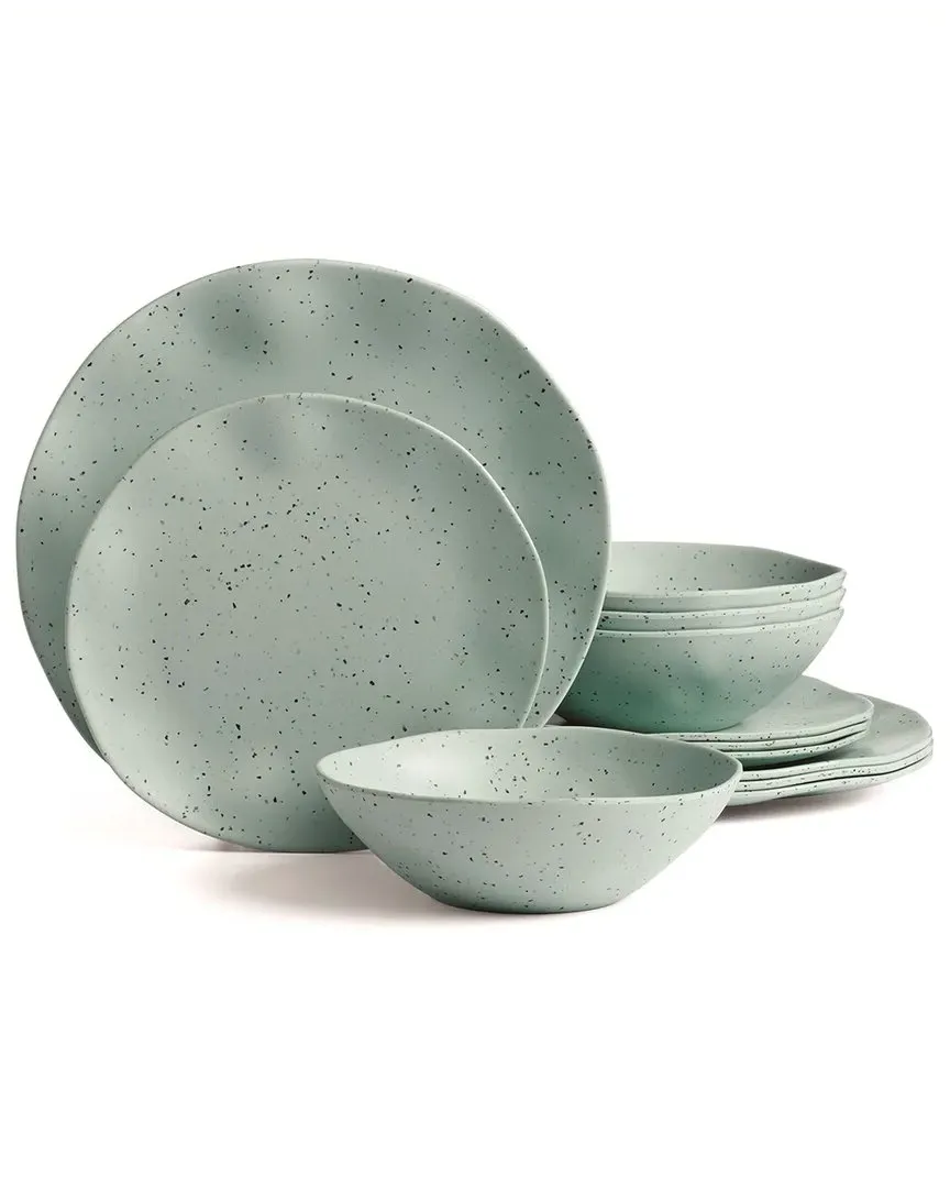 Terrazzo 12pc Dinnerware Set - Mint, Melamine