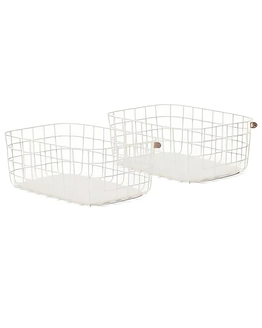 Set of 2 Large Storage Baskets - Light Blue, Metal image