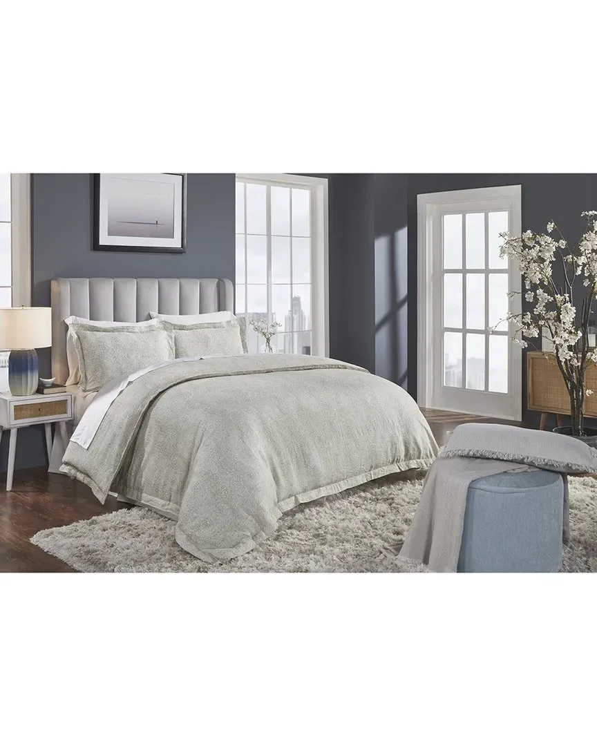 Abbey Printed Linen Duvet Cover - Beige