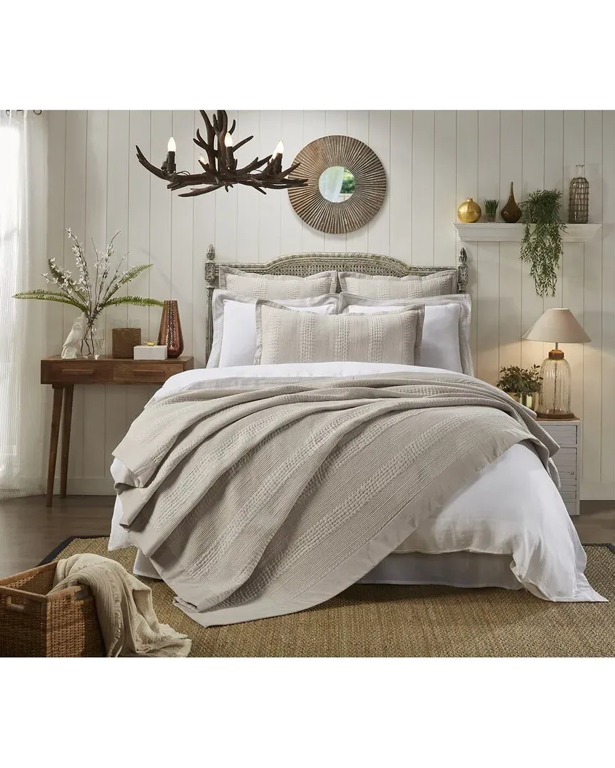 Laysan Channel Quilted Cotton Coverlet - Dune