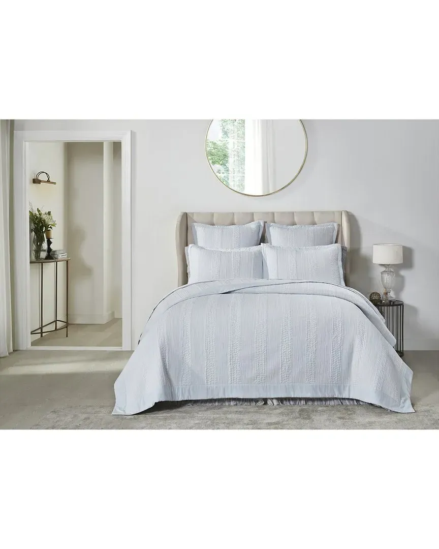 Laysan Channel Quilted Cotton Coverlet - Sky