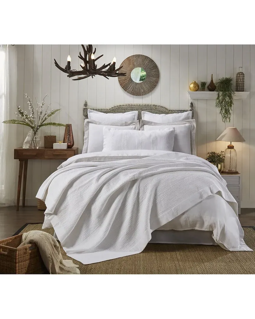 Laysan Channel Quilted Cotton Coverlet - White