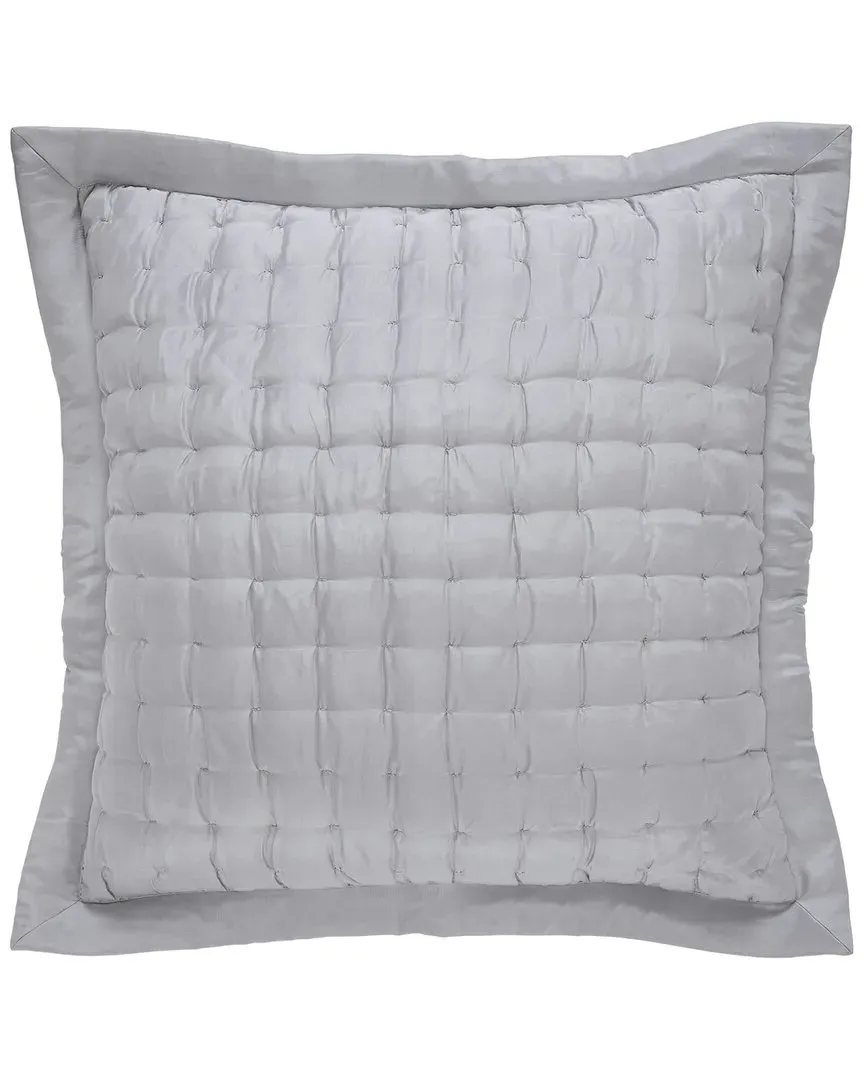 Madison Euro Sham Hand Pinched - Platinum, Silk image