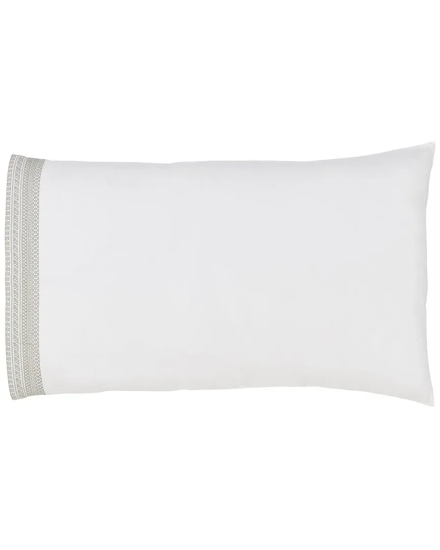 Olivia Cotton Percale Pillowcase Pair - White/Dune