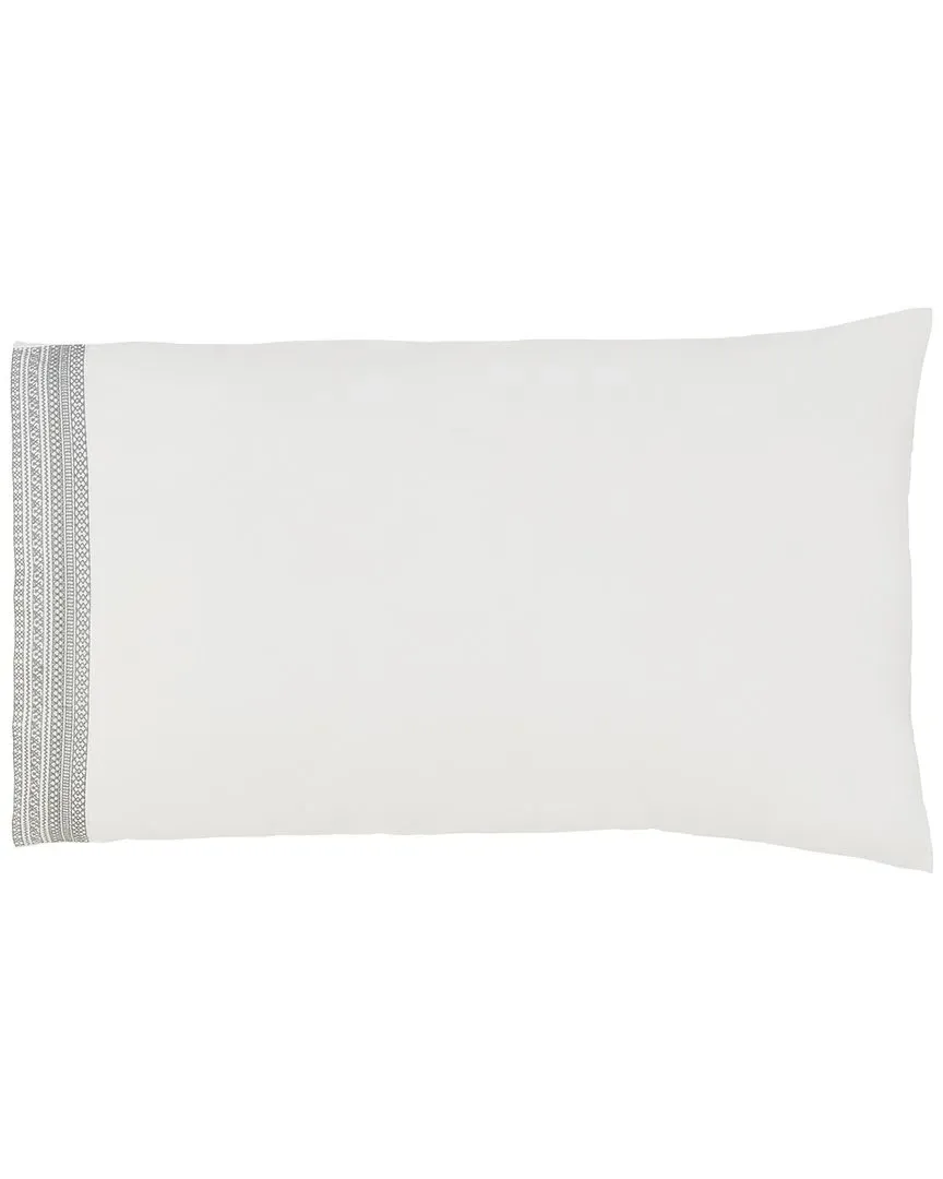 Olivia Cotton Percale Pillowcase Pair - White/Fog