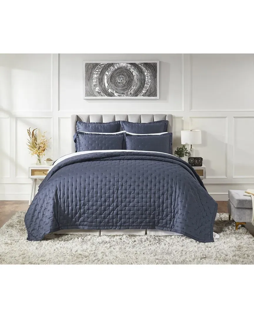 Oscar Tufted Cotton Sateen Quilt - Navy