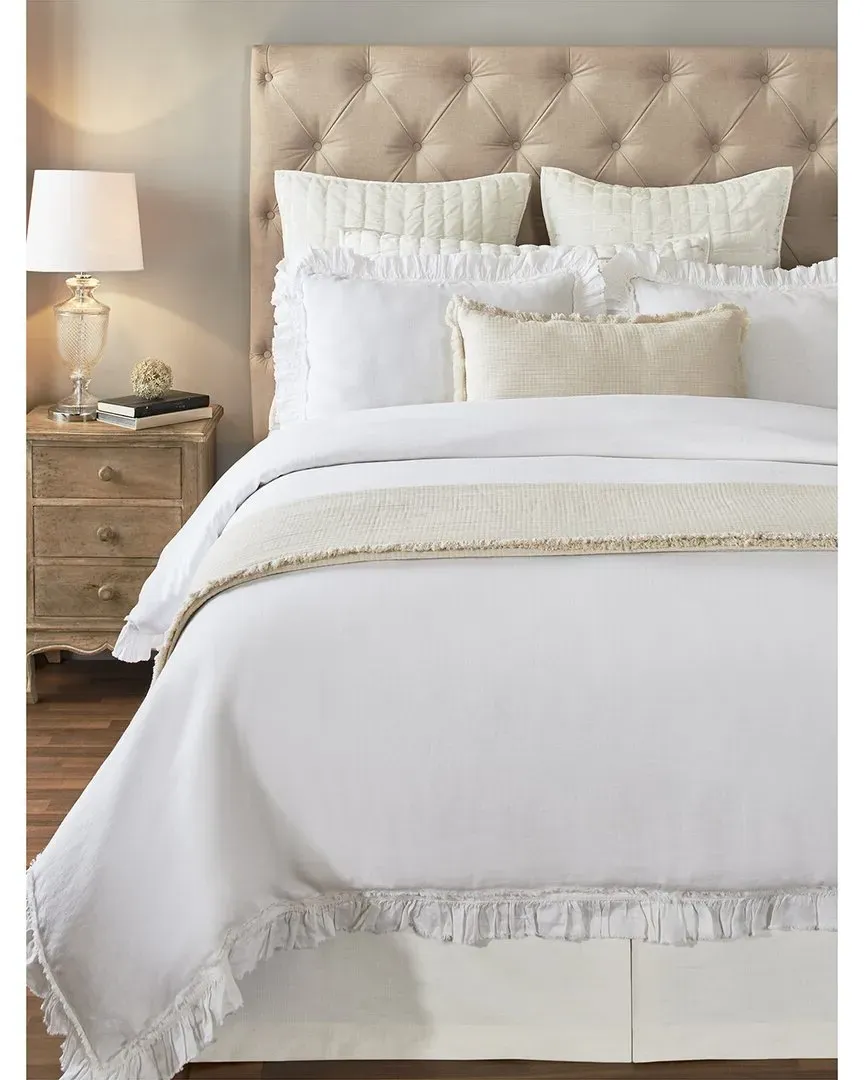 Ruffle European Linen Duvet Cover - White