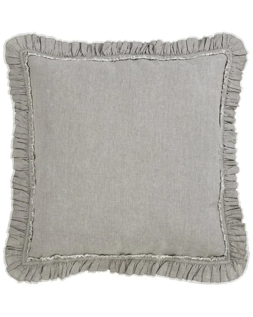 Ruffle European Linen Euro Sham - Grey