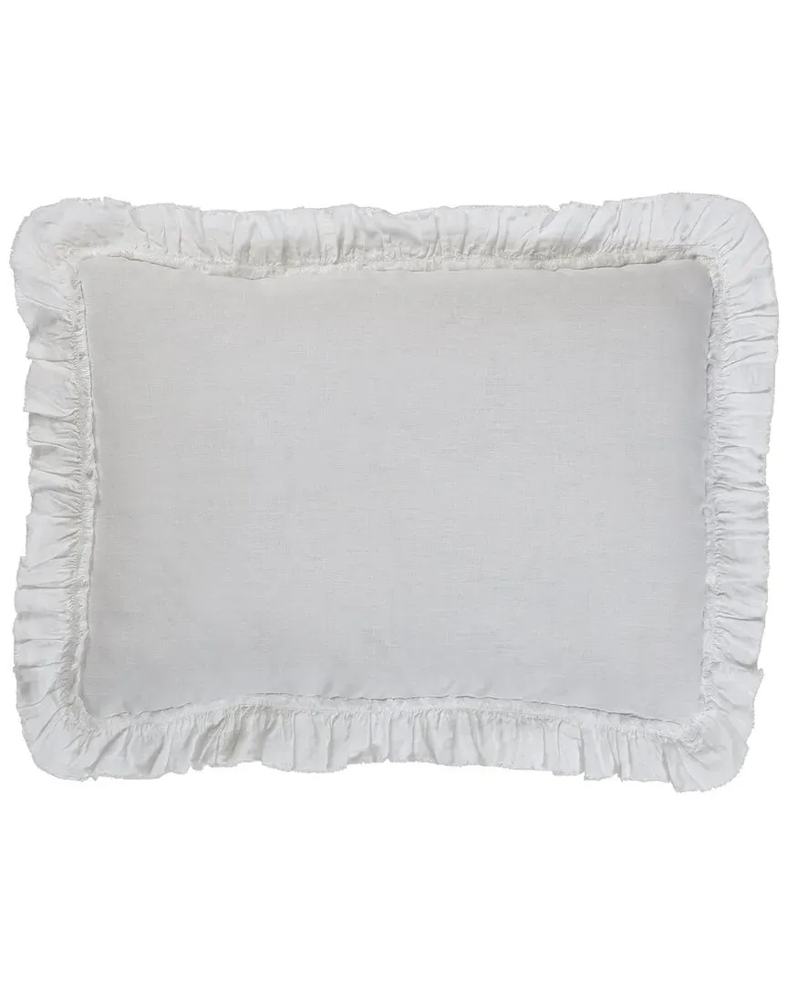 Ruffle European Linen Sham Set - White