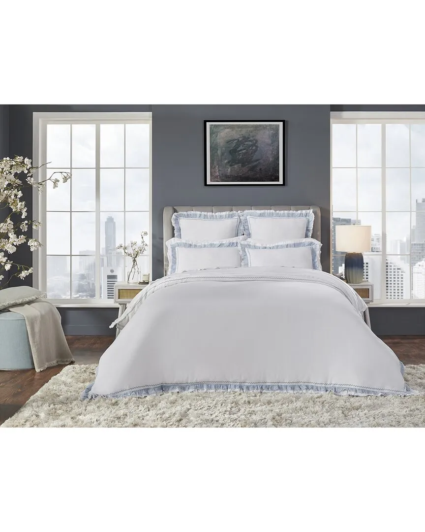 Solana Ruffle Duvet Cover - French Blue, Linen