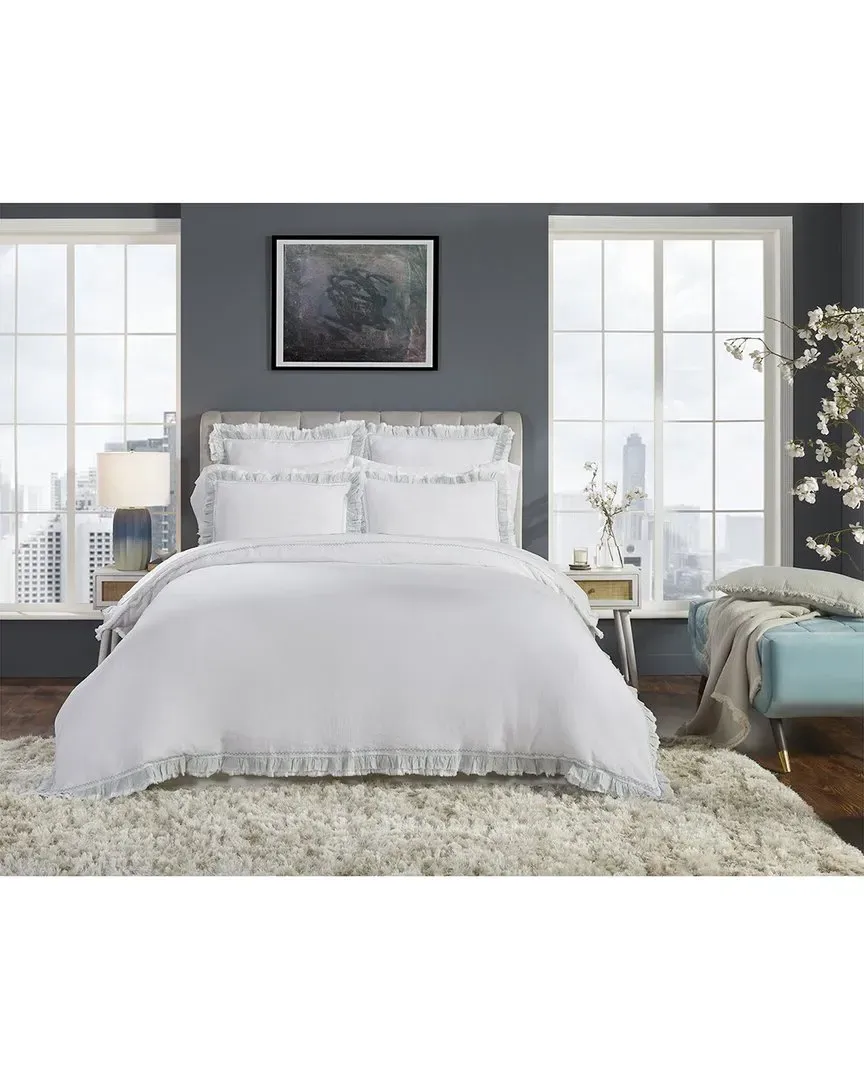 Solana Ruffle Duvet Cover - Ice Mint, Linen