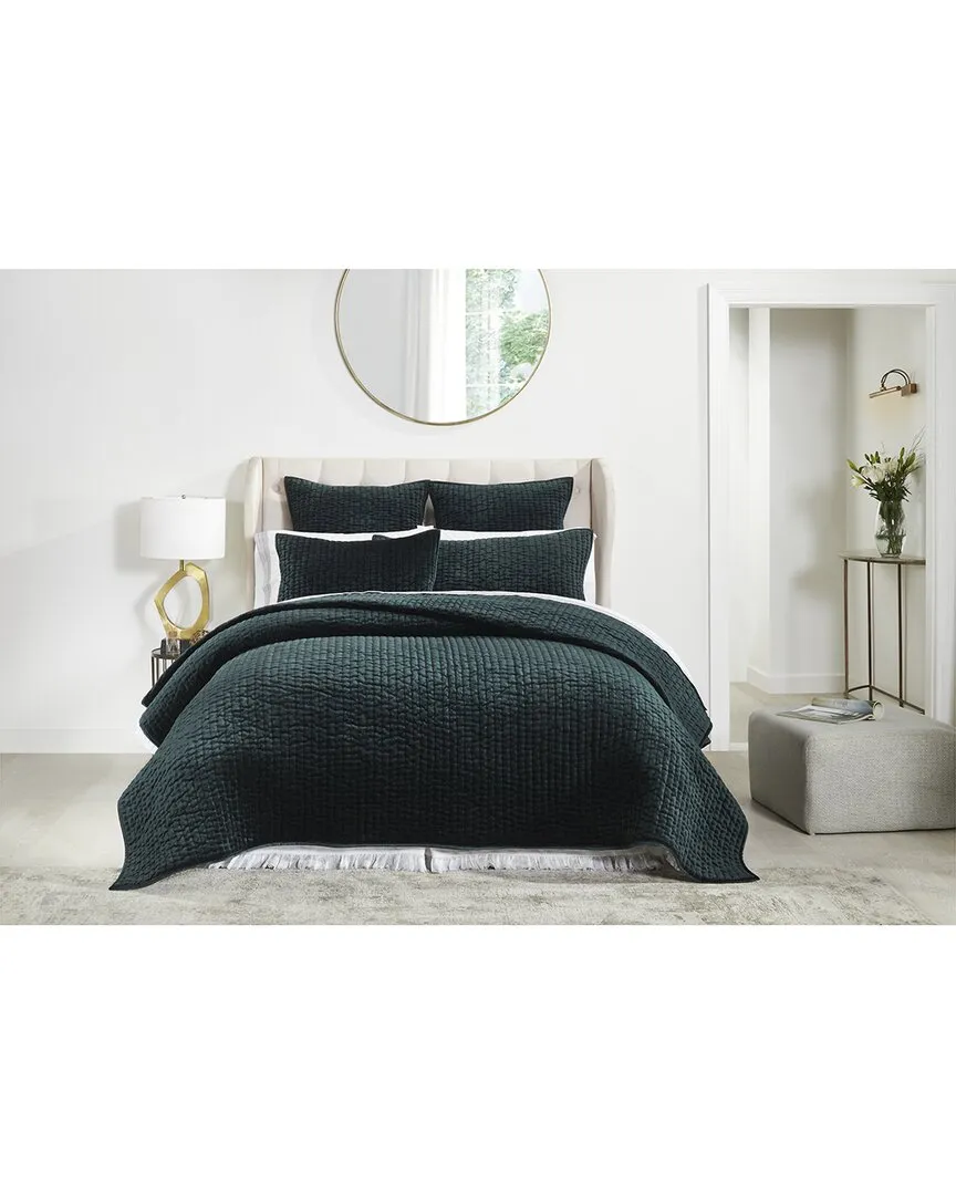 Walton Channel Velvet Quilt - Forest Green