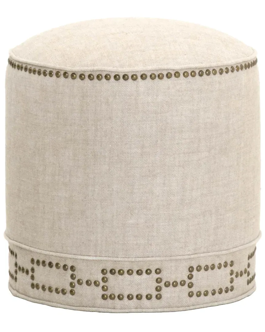 Marlow Round Footstool - Bisque, French Linen image